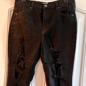 Mudd High-Rise Black Distressed Ankle Jeggings